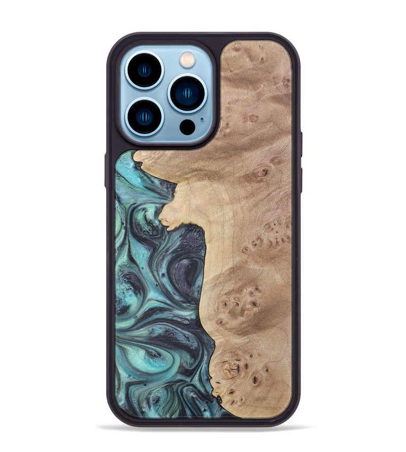 iPhone 14 Pro Max Wood+Resin Phone Case - Jace (Blue, 722054)