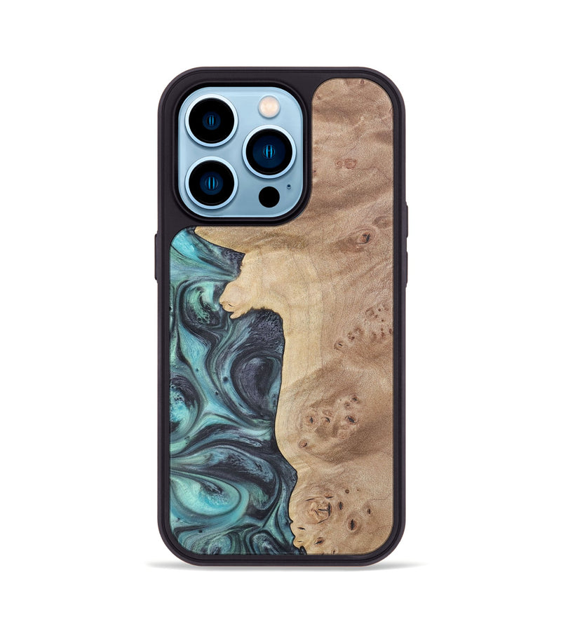 iPhone 14 Pro Wood+Resin Phone Case - Jace (Blue, 722054)