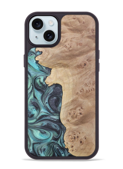 iPhone 15 Plus Wood+Resin Phone Case - Jace (Blue, 722054)