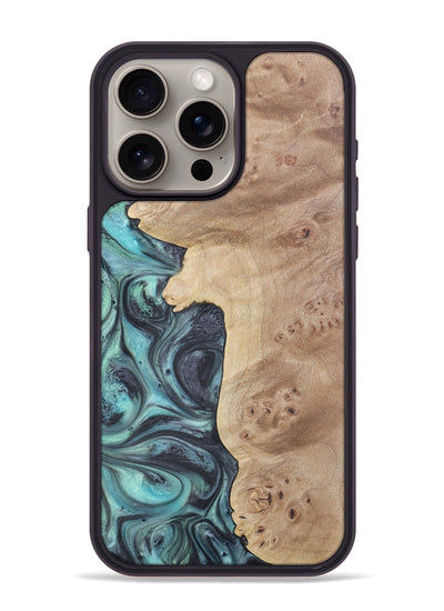 iPhone 15 Pro Max Wood+Resin Phone Case - Jace (Blue, 722054)