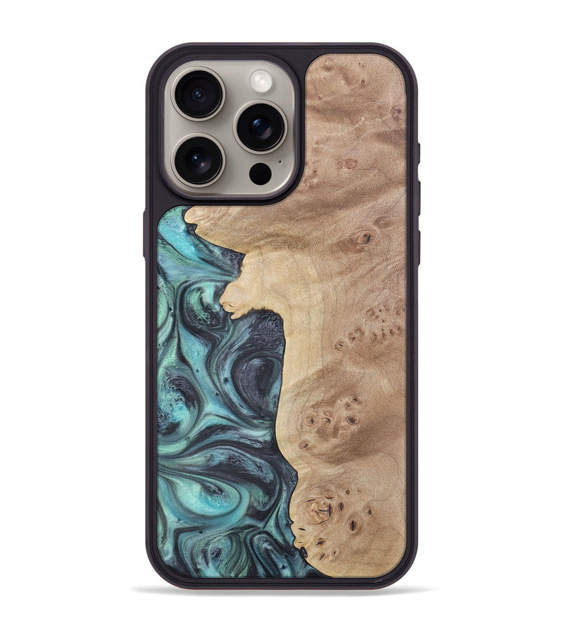 iPhone 15 Pro Max Wood+Resin Phone Case - Jace (Blue, 722054)