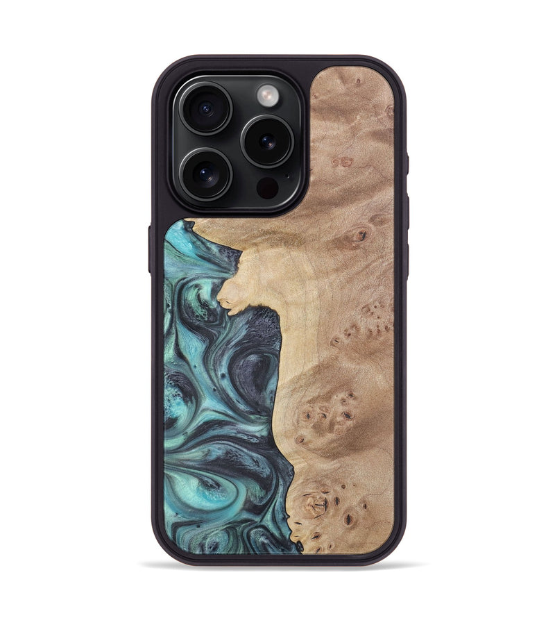 iPhone 15 Pro Wood+Resin Phone Case - Jace (Blue, 722054)