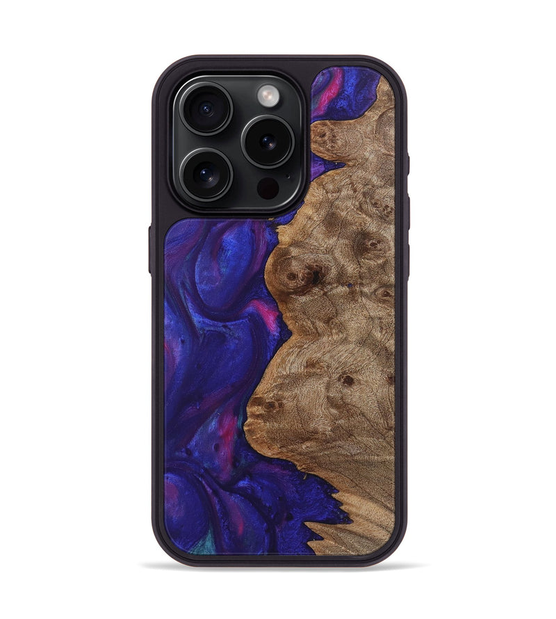 iPhone 15 Pro Wood+Resin Phone Case - Bradley (Purple, 722056)