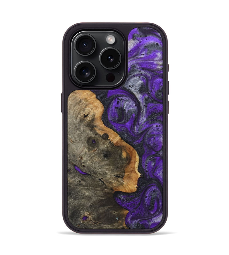 iPhone 15 Pro Wood+Resin Phone Case - Romeo (Purple, 722058)