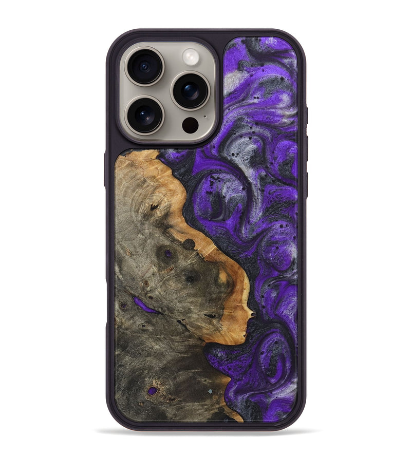 iPhone 16 Pro Max Wood+Resin Phone Case - Romeo (Purple, 722058)