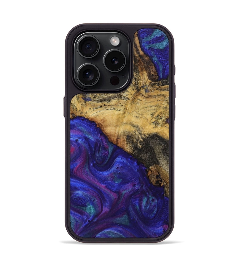 iPhone 15 Pro Wood+Resin Phone Case - Andrea (Purple, 722060)