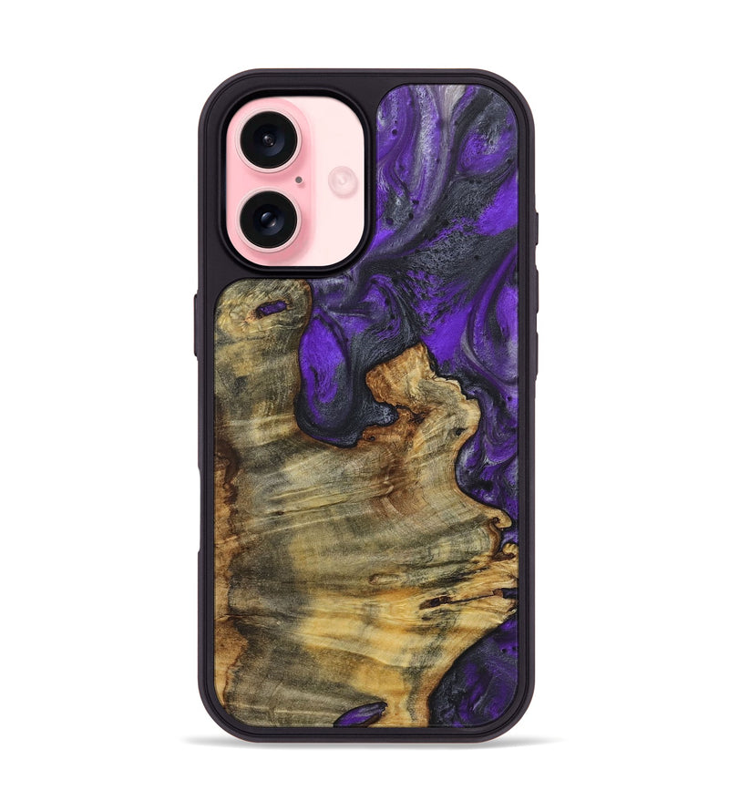 iPhone 16 Wood+Resin Phone Case - Adonis (Purple, 722064)