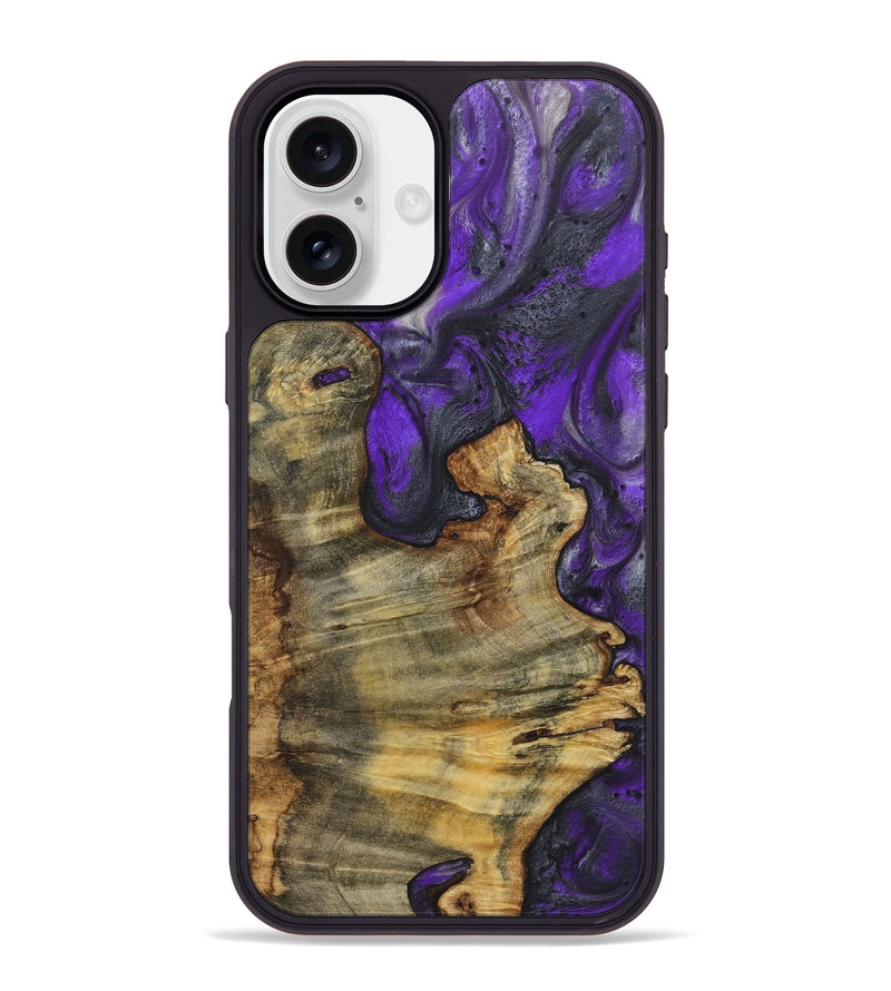 iPhone 16 Plus Wood+Resin Phone Case - Adonis (Purple, 722064)