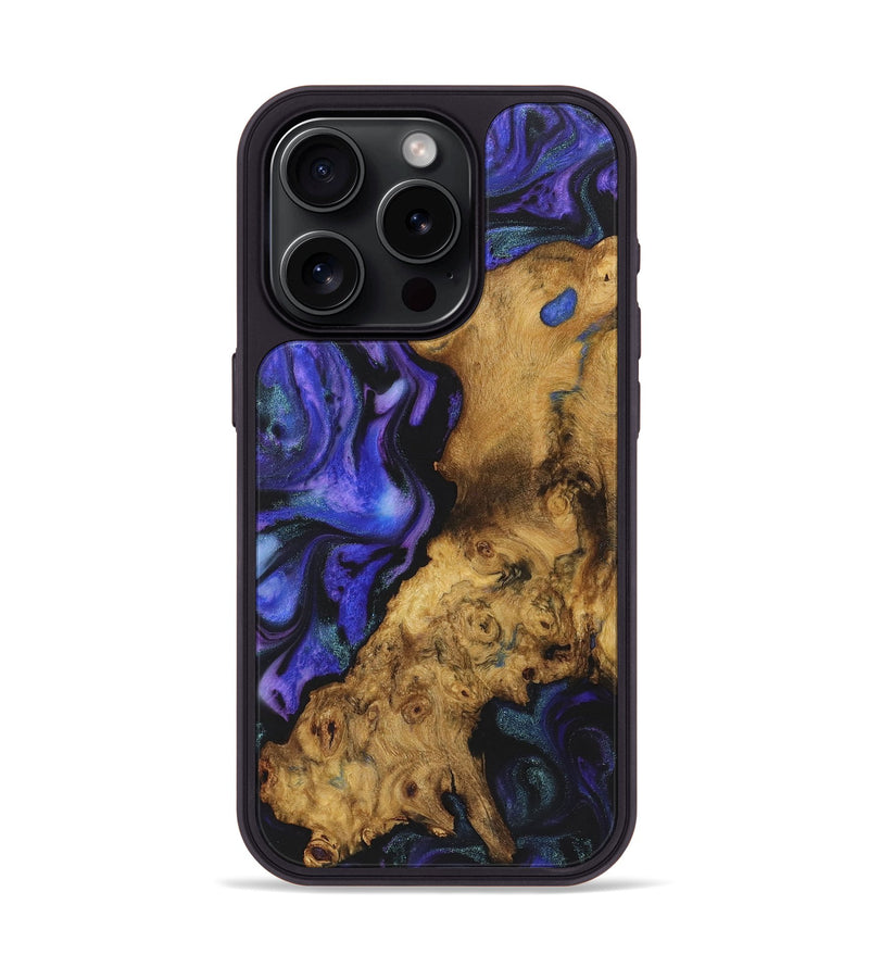 iPhone 15 Pro Wood+Resin Phone Case - Flora (Purple, 722066)