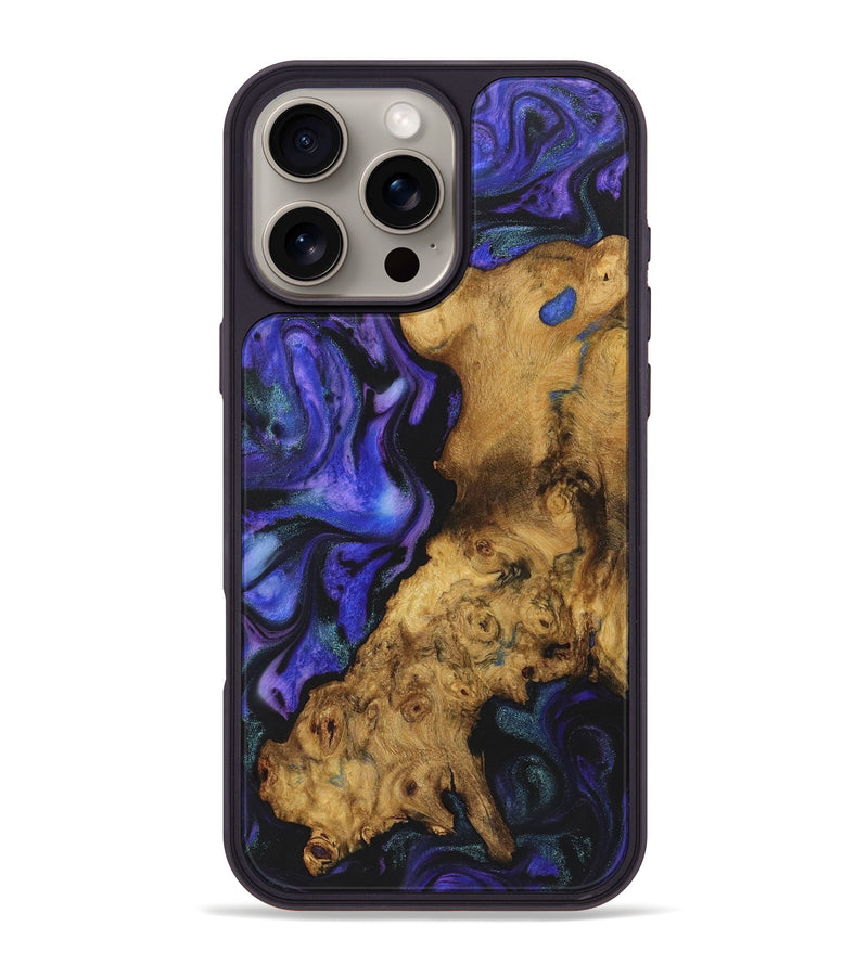 iPhone 16 Pro Max Wood+Resin Phone Case - Flora (Purple, 722066)