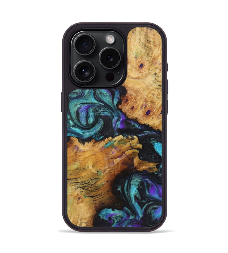 iPhone 15 Pro Wood+Resin Phone Case - Clinton (Purple, 722067)