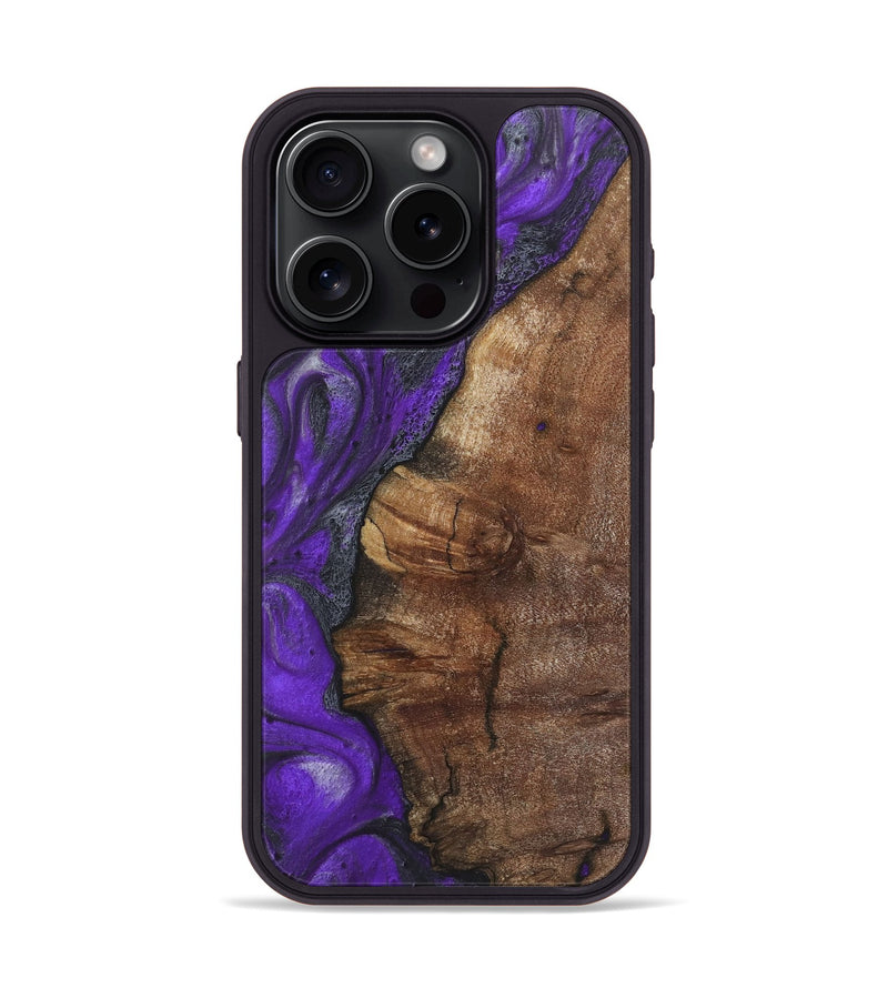 iPhone 15 Pro Wood+Resin Phone Case - Gretchen (Purple, 722070)