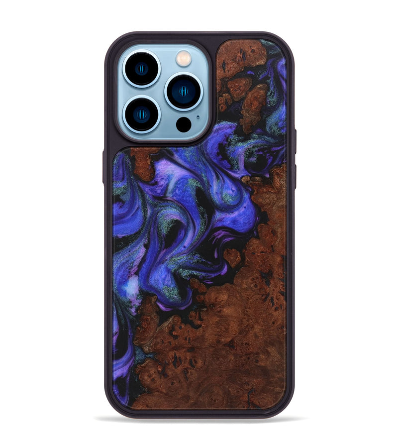 iPhone 14 Pro Max Wood+Resin Phone Case - Alexander (Purple, 722073)