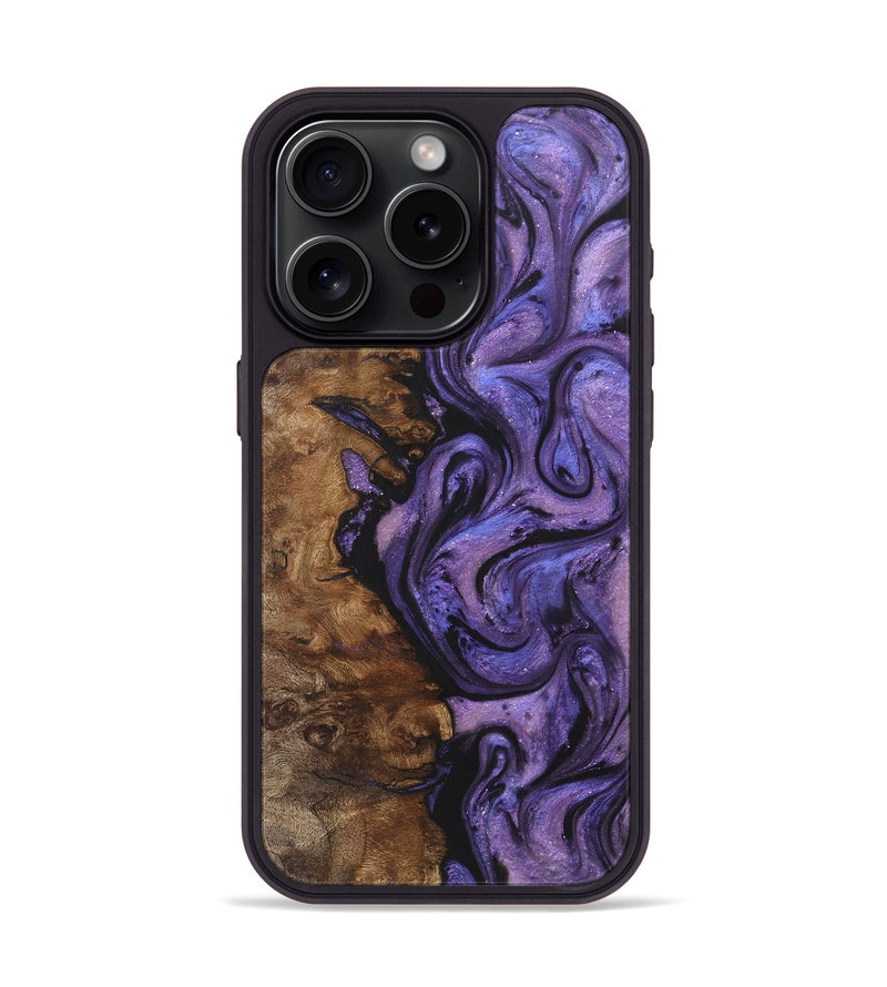 iPhone 15 Pro Wood+Resin Phone Case - Pauline (Purple, 722074)