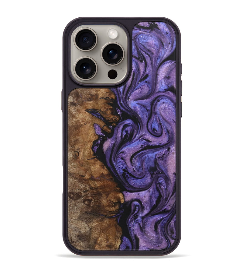 iPhone 16 Pro Max Wood+Resin Phone Case - Pauline (Purple, 722074)