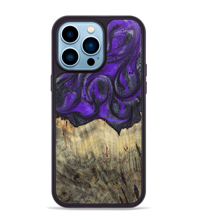 iPhone 14 Pro Max Wood+Resin Phone Case - Anna (Purple, 722076)