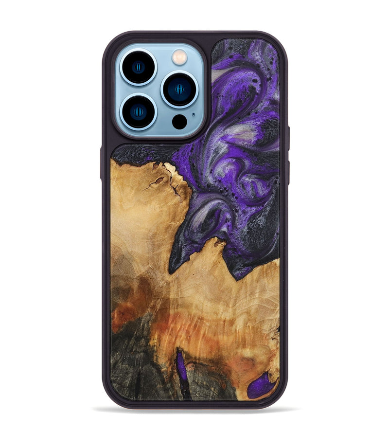 iPhone 14 Pro Max Wood+Resin Phone Case - Ira (Purple, 722078)