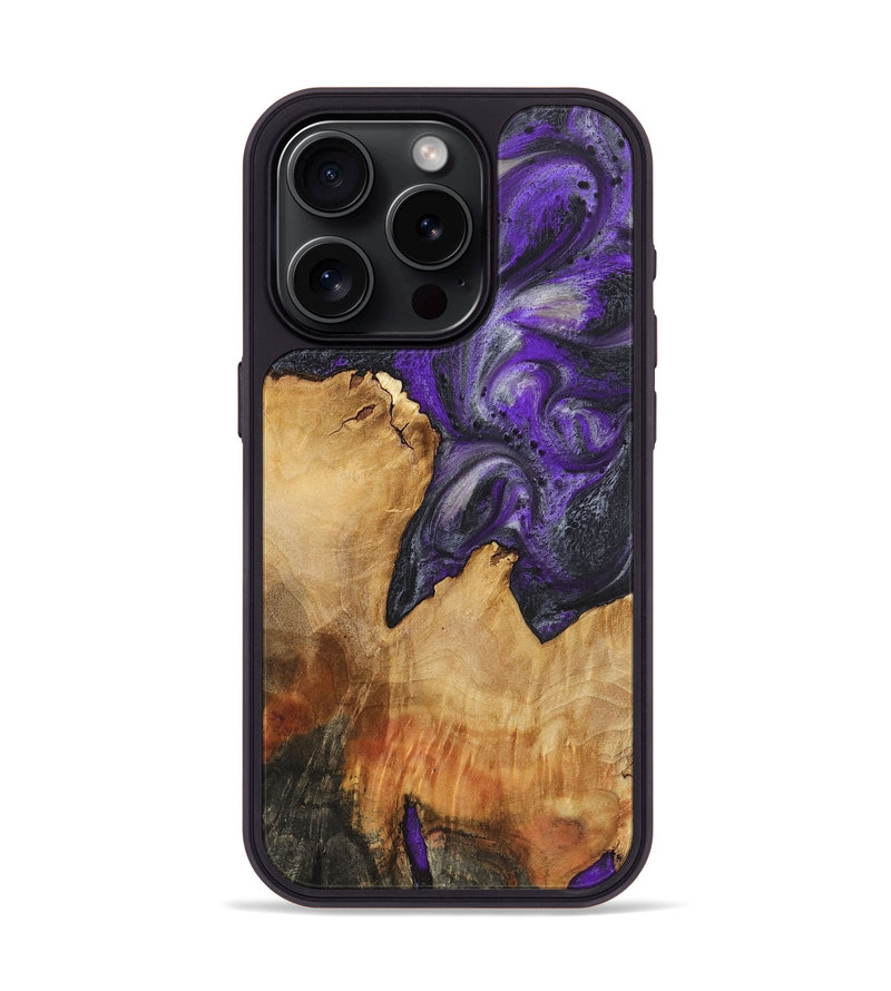 iPhone 15 Pro Wood+Resin Phone Case - Ira (Purple, 722078)