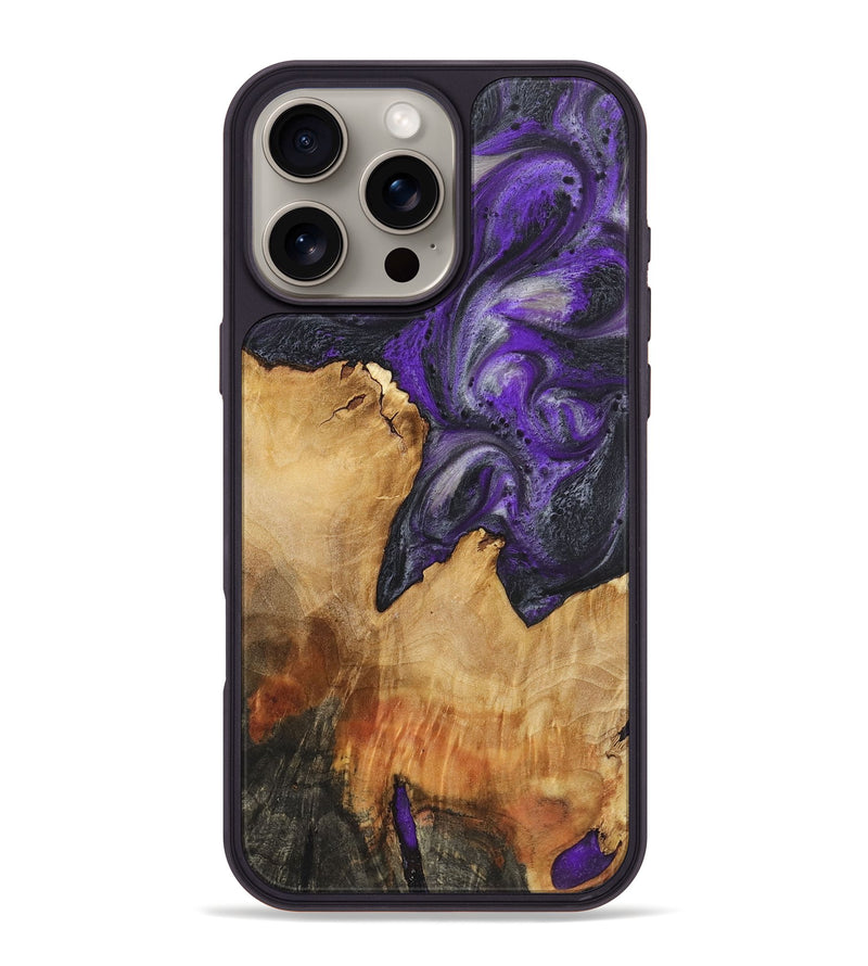 iPhone 16 Pro Max Wood+Resin Phone Case - Ira (Purple, 722078)