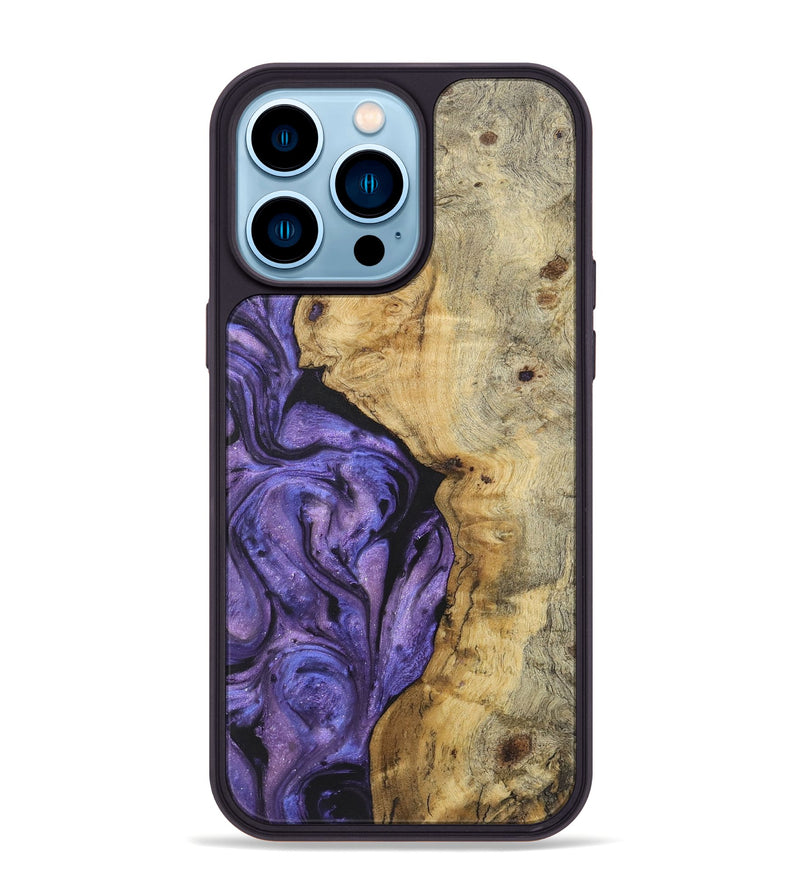 iPhone 14 Pro Max Wood+Resin Phone Case - Taryn (Purple, 722079)