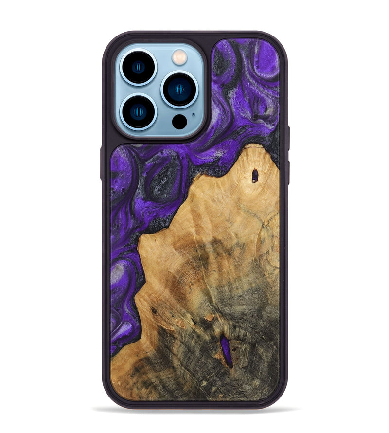 iPhone 14 Pro Max Wood+Resin Phone Case - Finn (Purple, 722080)