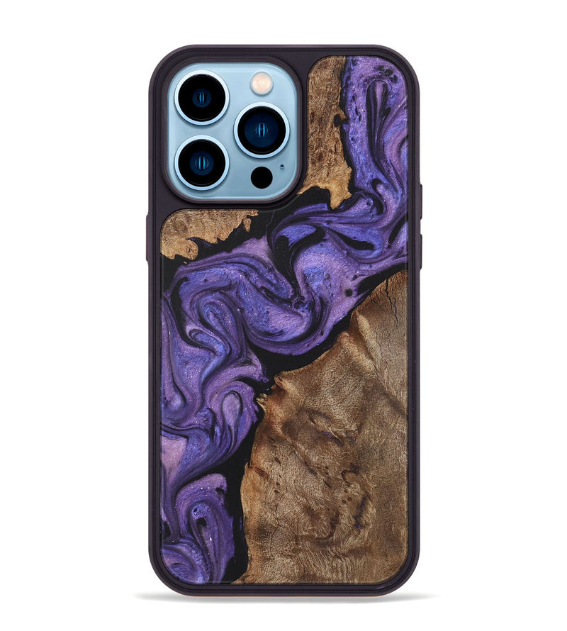 iPhone 14 Pro Max Wood+Resin Phone Case - Lucille (Purple, 722081)