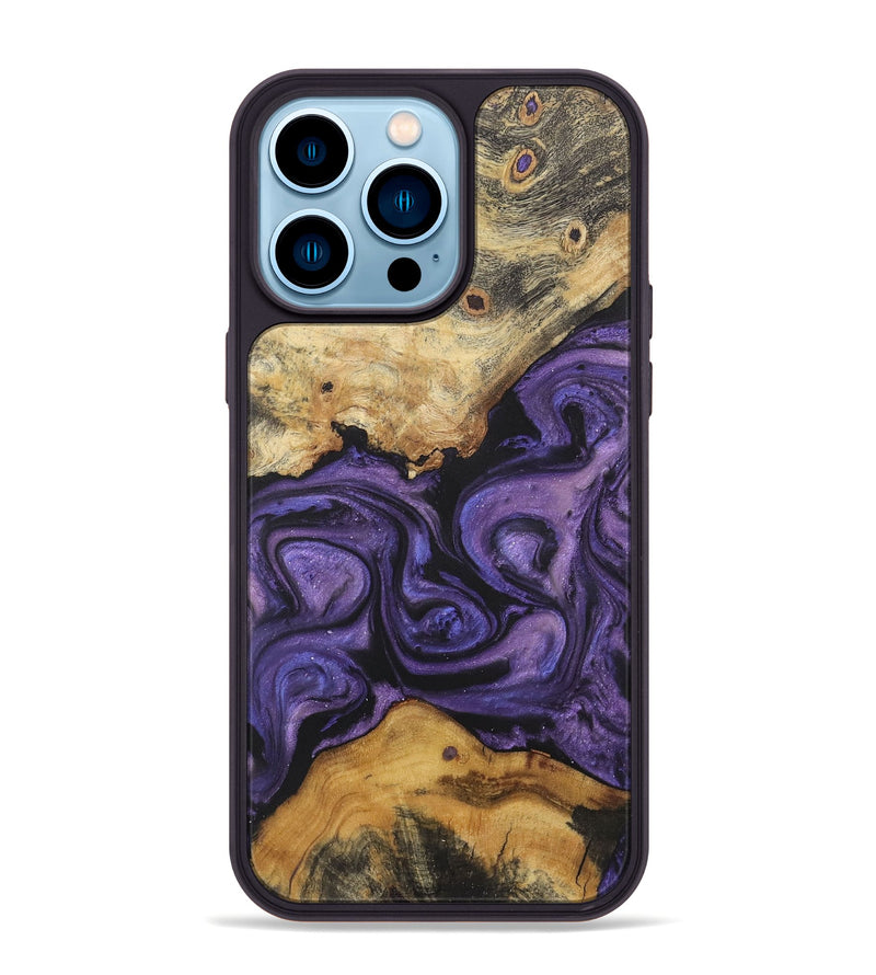 iPhone 14 Pro Max Wood+Resin Phone Case - Karissa (Purple, 722082)