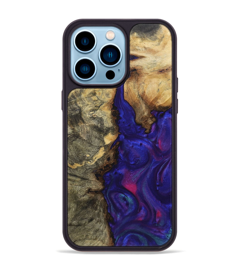 iPhone 14 Pro Max Wood+Resin Phone Case - Mindy (Purple, 722083)