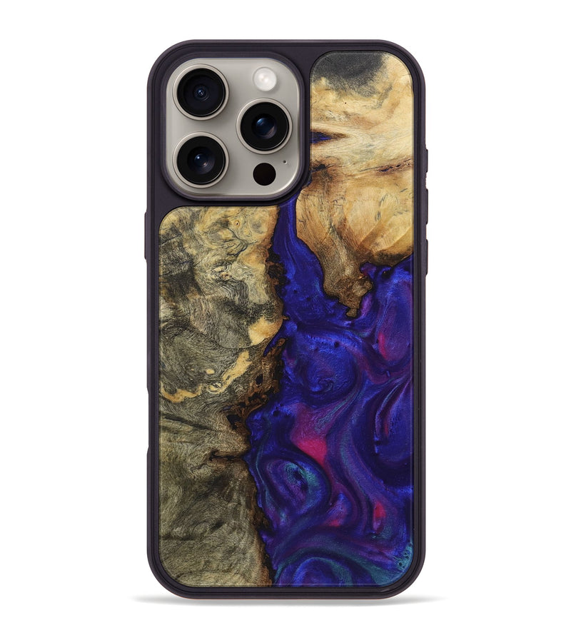 iPhone 16 Pro Max Wood+Resin Phone Case - Mindy (Purple, 722083)