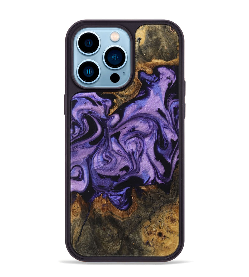 iPhone 14 Pro Max Wood+Resin Phone Case - Jim (Purple, 722084)