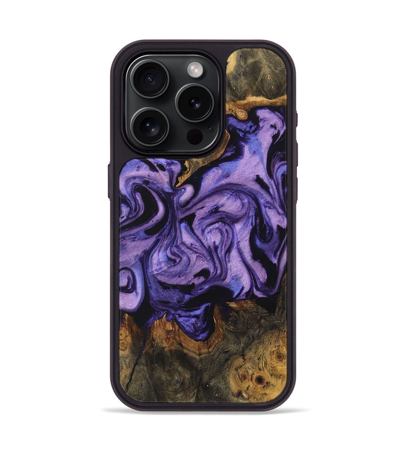 iPhone 15 Pro Wood+Resin Phone Case - Jim (Purple, 722084)