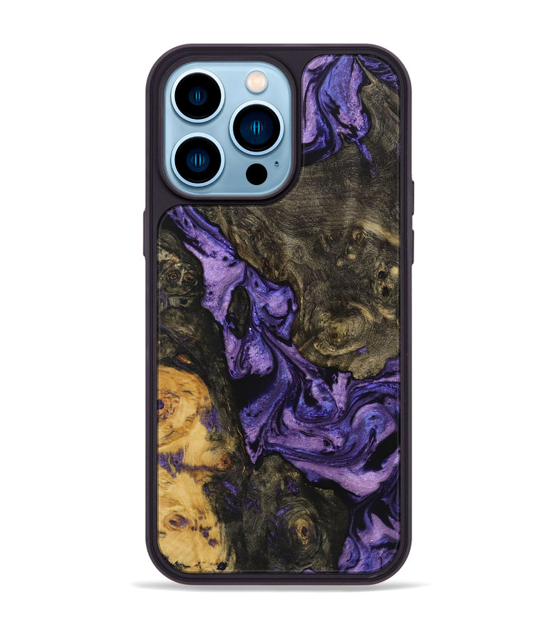 iPhone 14 Pro Max Wood+Resin Phone Case - Amora (Purple, 722086)