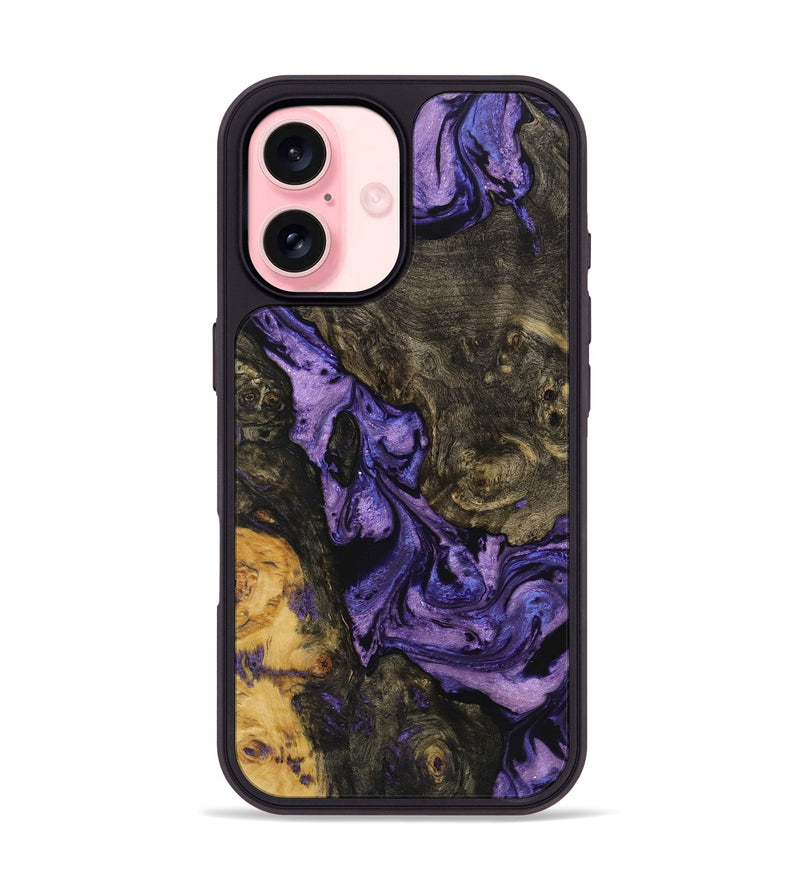 iPhone 16 Wood+Resin Phone Case - Amora (Purple, 722086)