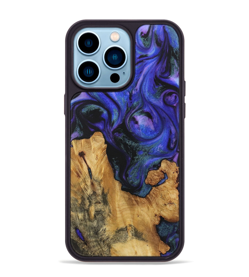 iPhone 14 Pro Max Wood+Resin Phone Case - Margot (Purple, 722087)