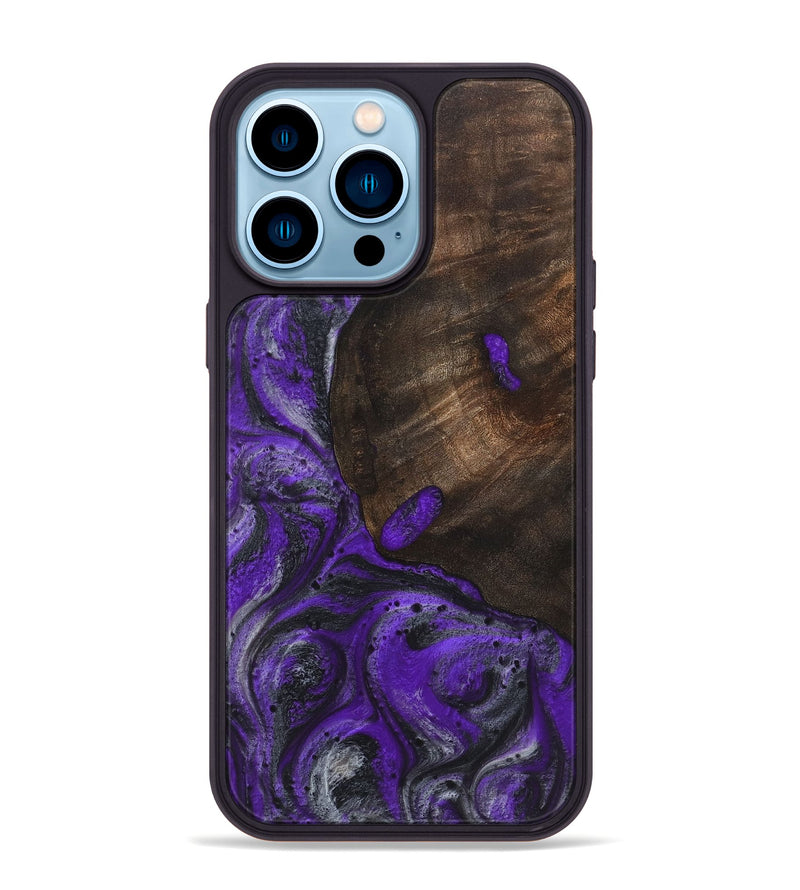 iPhone 14 Pro Max Wood+Resin Phone Case - Mary (Purple, 722088)