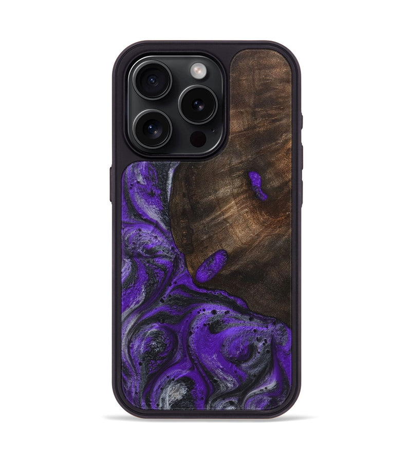 iPhone 15 Pro Wood+Resin Phone Case - Mary (Purple, 722088)