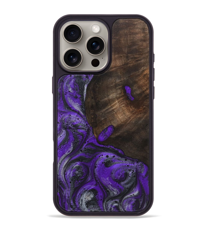 iPhone 16 Pro Max Wood+Resin Phone Case - Mary (Purple, 722088)