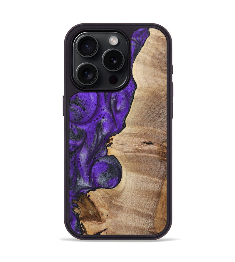 iPhone 15 Pro Wood+Resin Phone Case - Madalyn (Purple, 722089)