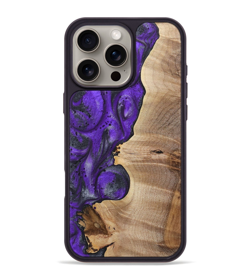 iPhone 16 Pro Max Wood+Resin Phone Case - Madalyn (Purple, 722089)