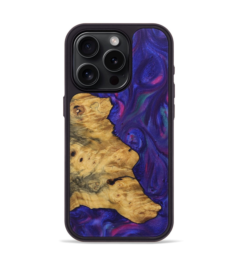 iPhone 15 Pro Wood+Resin Phone Case - Gunner (Purple, 722090)