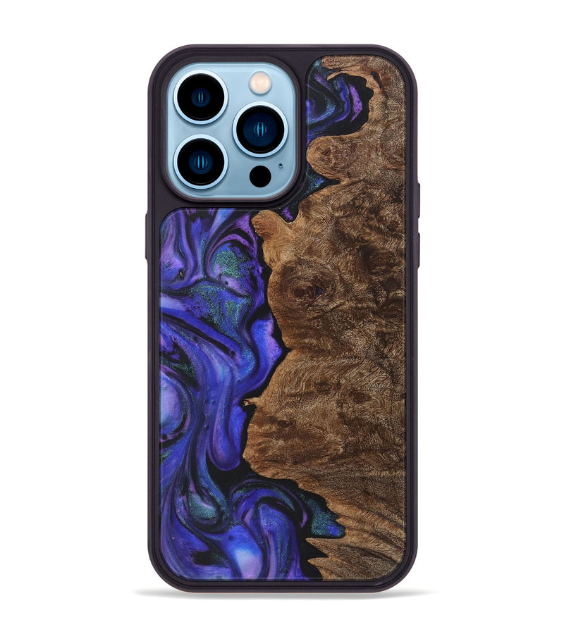 iPhone 14 Pro Max Wood+Resin Phone Case - Nicole (Purple, 722091)