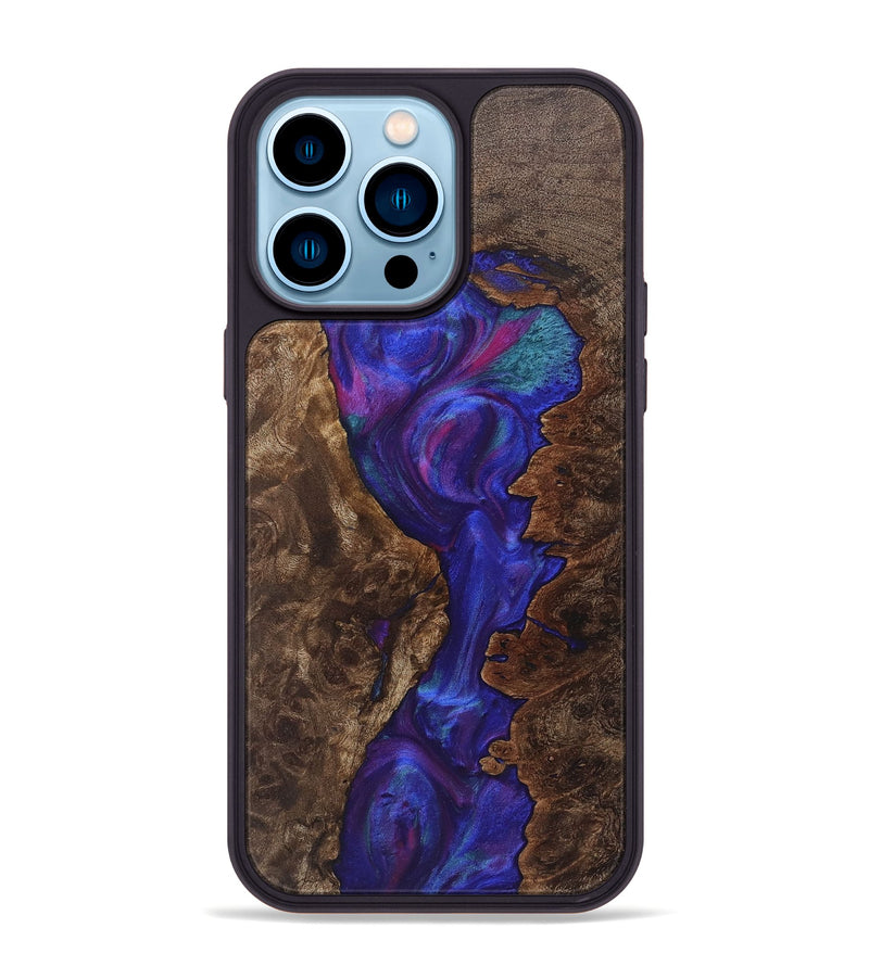 iPhone 14 Pro Max Wood+Resin Phone Case - Denzel (Purple, 722094)