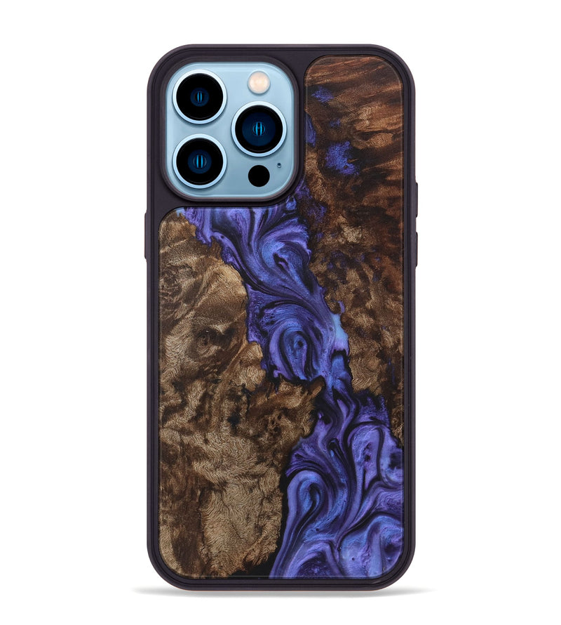 iPhone 14 Pro Max Wood+Resin Phone Case - Zara (Purple, 722095)