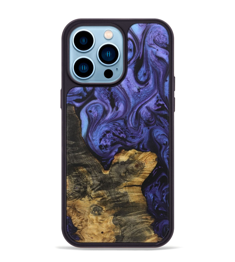 iPhone 14 Pro Max Wood+Resin Phone Case - Ari (Purple, 722096)