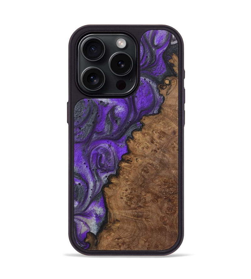 iPhone 15 Pro Wood+Resin Phone Case - Ted (Purple, 722097)