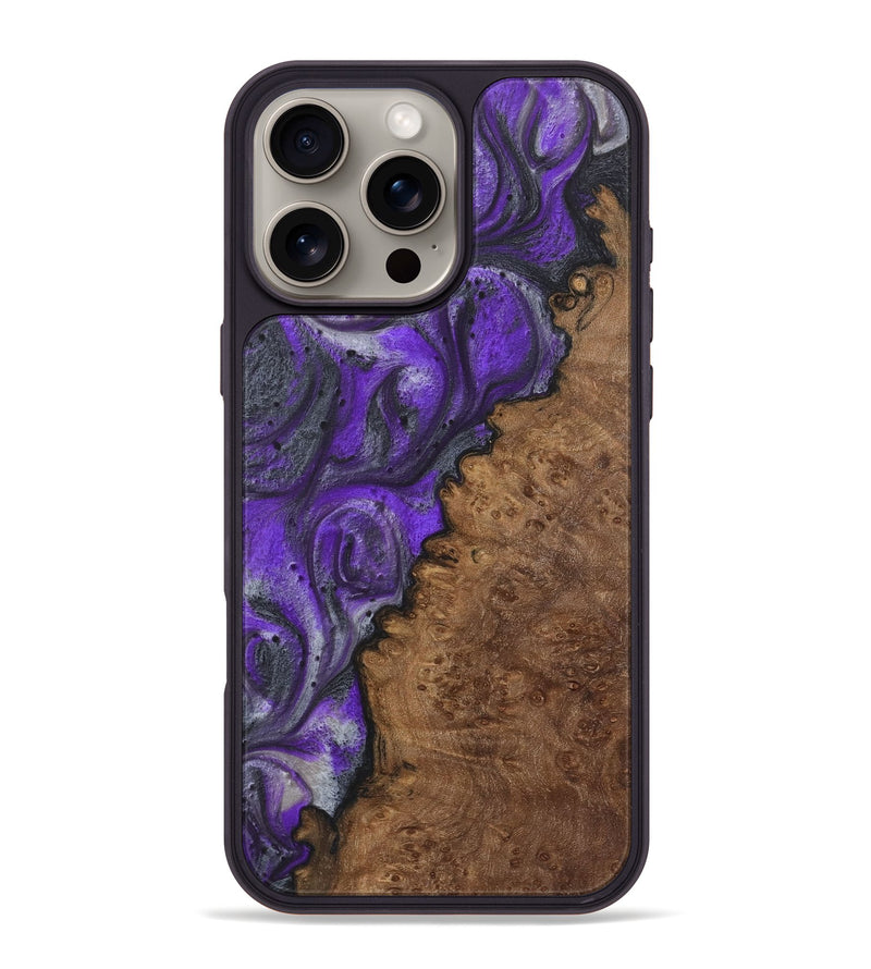 iPhone 16 Pro Max Wood+Resin Phone Case - Ted (Purple, 722097)