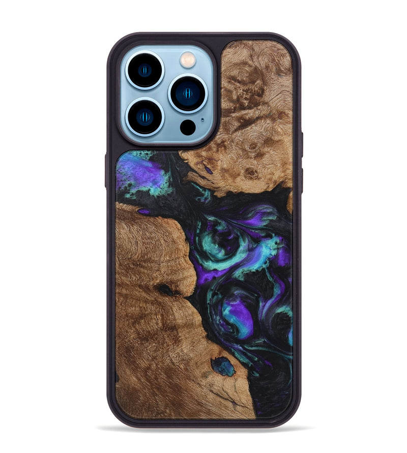 iPhone 14 Pro Max Wood+Resin Phone Case - Carlton (Purple, 722099)