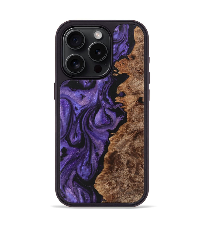 iPhone 15 Pro Wood+Resin Phone Case - Chelsie (Purple, 722100)