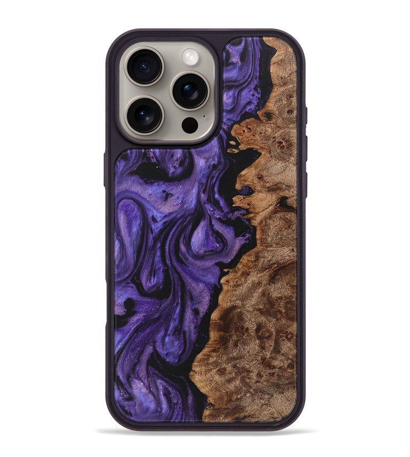 iPhone 16 Pro Max Wood+Resin Phone Case - Chelsie (Purple, 722100)