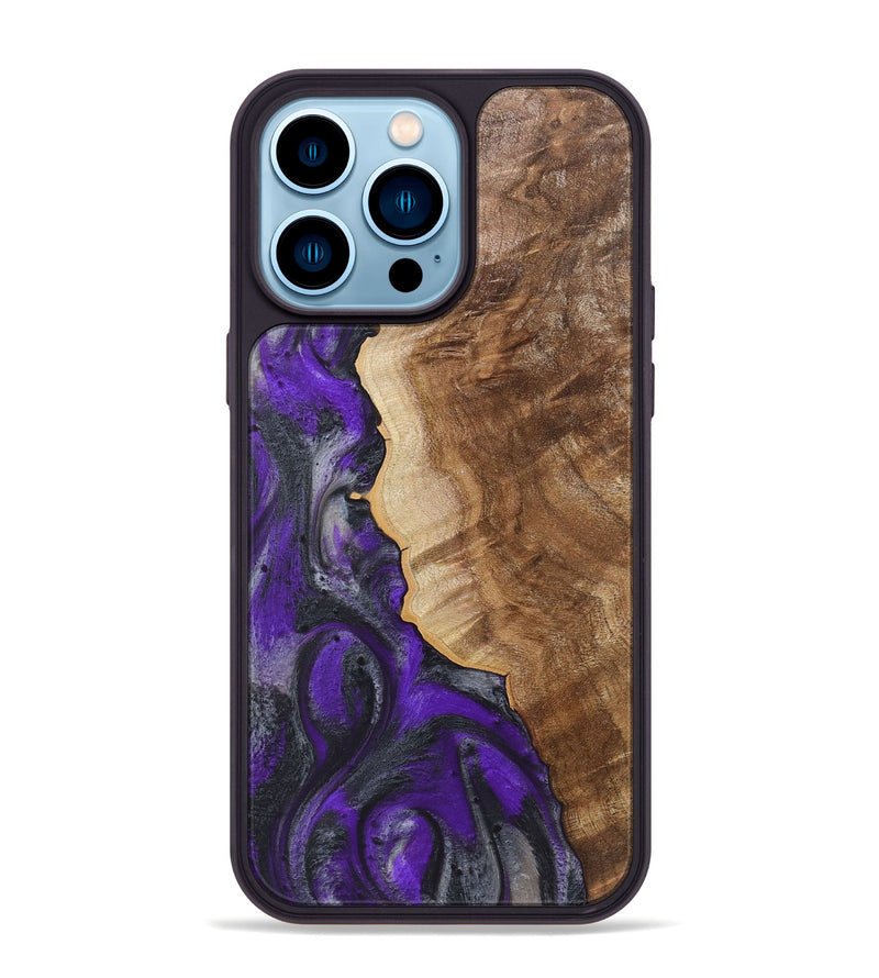 iPhone 14 Pro Max Wood+Resin Phone Case - Hazel (Purple, 722101)